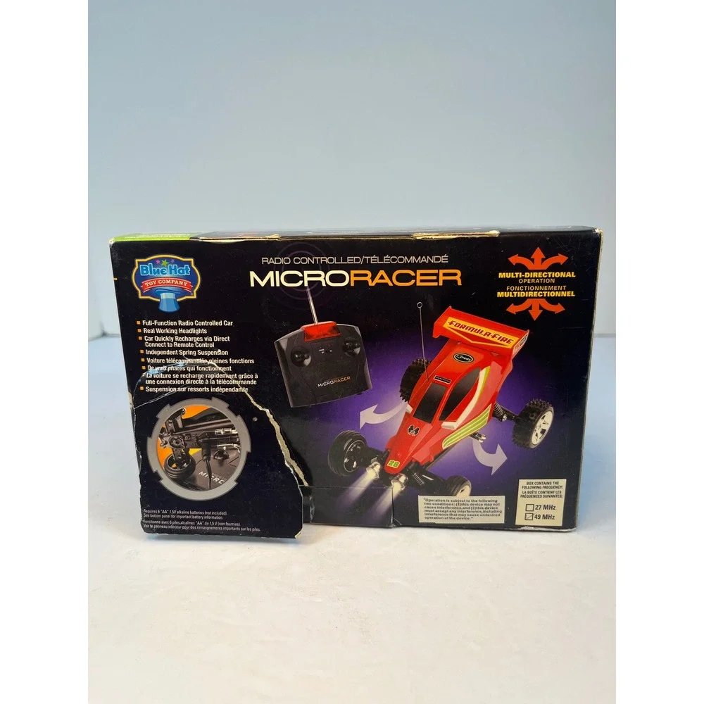 Blue Hat Toy Company MicroRacer RC Car Red Formula-Fire 49MHz Working Headlights